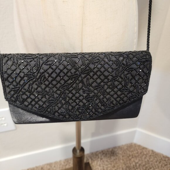 VTG Bechamel Beaded Shoulder Bag.  Black. Excellent Condition. Very Cute! - Picture 1 of 6